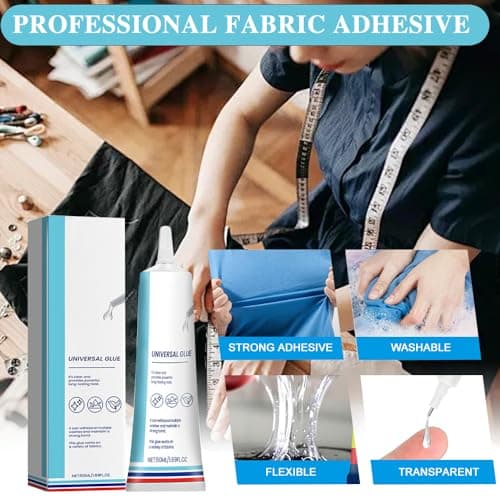 HASAIKA® Colle pour Tissus, Colle à Coudre pour Tissu, Colle Textile Avec embouts de précision pour tissus, vêtements, cuir, strass, patchs, 50 ml