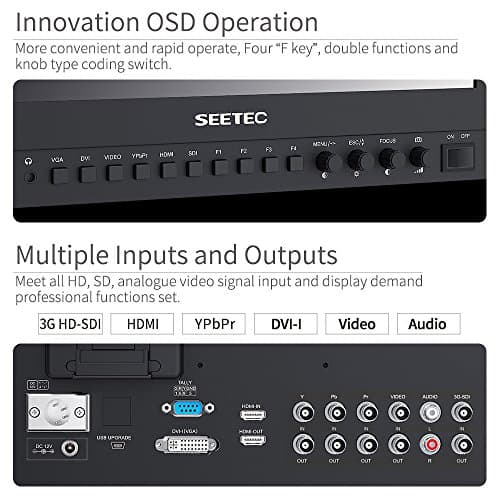 Seetec P133-9HSD Caméra Monitor Pro Broadcast 13.3" 4K Ultra HD 1920x1080 Champ Vidéo LCD IPS écran 1000:1 Contraste élevé avec 3G-SDI HDMI Vidéo YPbPr DVI