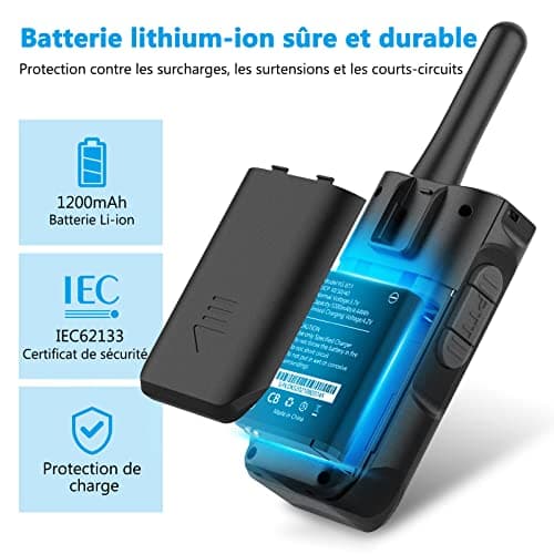 AWANFI Talkie Walkie Rechargeable Enfants Adultes 3 Pièces, Longue Portée avec 16 Canaux Radio à 2 Voies Écran LCD, USB Type C avec VOX pour Jeu d'Aventure, Randoneé, Vélo