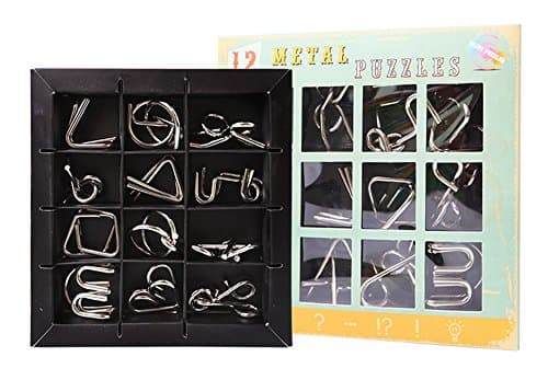 Gracelaza Casse-tête en Métal Set 12 Pièces - Jouet de Puzzle en Métal - Jouets d'intelligence éducative - Jouets pour des Enfants et des Adolescents