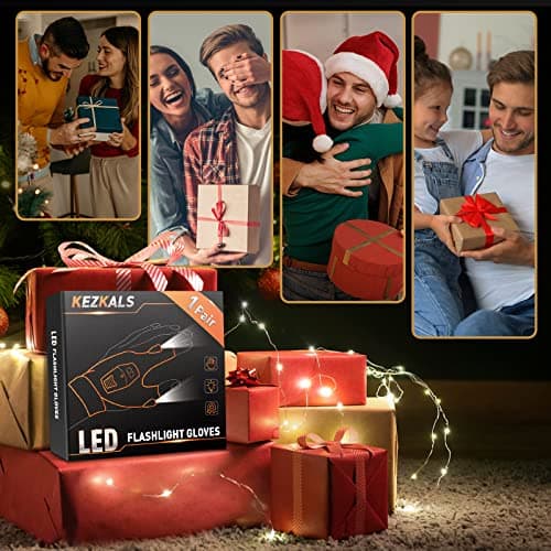 KEZKALS Cadeau Homme/Femme Original, Rechargeable Pêche Gants LED Lumières étanches, Idee Cadeau Fete des Peres Original, Idee Cadeau Homme Original, Cadeau Anniversaire Homme, Idee Cadeau Homme Noel