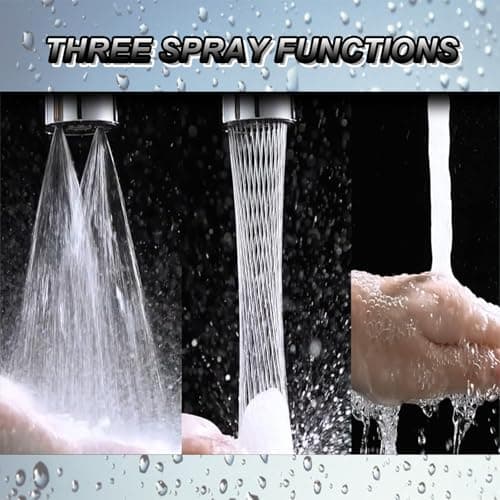 Aérateur de Robinet, 360° Pivotant Embout Robinet Cuisine avec 3 Modes Douchette Mousseur Robinet Economie Eau, Adaptateur Economiseur D'eau Pour Robinet Salle De Bain lavabo (Noir)