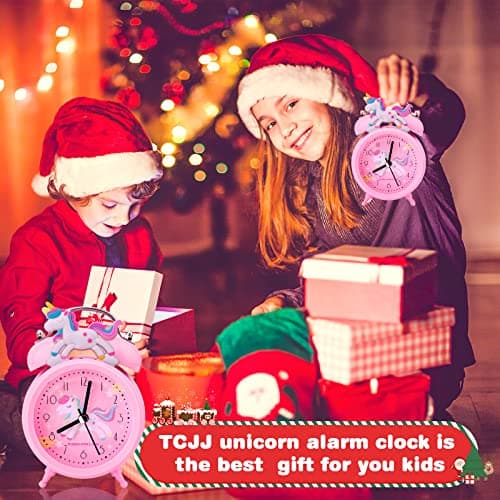 TCJJ RéVeil Licorne pour Filles, RéVeil sans Tic-Tac pour Enfants Filles, RéVeil Silencieux Rose De Chevet, Horloge Classique à Double Cloche avec RéTroéClairage, Convient pour Les Cadeaux Scolaires