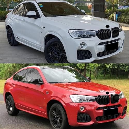 Hengjiayao F25 F26 Calandre pour BMW X3 X4 F25 F26 2014-2018 ABS Grille Noir Brillant Double Pont Sport Lattes (For F25 2014-2018)