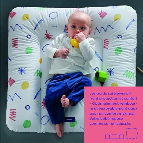 Bonky® Matelas à Langer Bebe souple 85x72 cm - Matelas à langer epais lavable - pour garçons et filles - Certifié Öko-Tex - Imperméable - Mono 2A - 72x85 cm