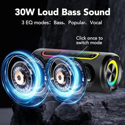 Taopodo Enceinte Bluetooth Portable 5.4 sans Fil avec Bass Puissantes, 30W Son Surround à 360 degrés, Autonomie 30 hrs,Appairage TWS, Haut Parleur Bluetooth étanche IP7,pour l'extérieur/La Fête/Voyage