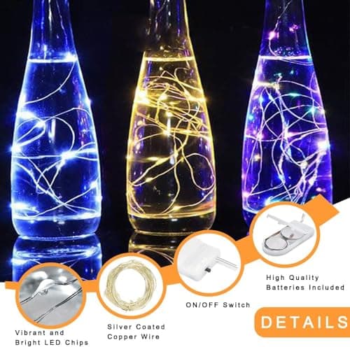 Hossom 12 Pièces Guirlande Lumineuse à Fil, Guirlande Led à Pile, Guirlandes Lumineuses pour éclairage intérieur et extérieur, Jardin, Chambre, Décoration de Mariage, Fête, Noël, Décoration d'arbre