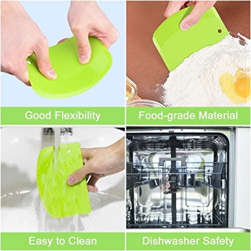 Vilcoon Grattoir à Pâte en Plastique,3Pièces Grattoir à Pâte Coupe-pâte Grattoir Qualité Alimentaire Qui Est Sûr et Sain Pas Facile à Casser Pour Cuisine,Pâtisserie Crêpes Le