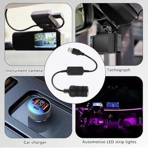 2PCS 5 V USB A Mâle Vers 12 V Adaptateur de Prise Allume Cigare de Voiture, 12 et 27 Pouces Deux Longueurs USB Prises Allume Cigare, pour Enregistreur Conduite Chien Électronique Chargeur de Voiture