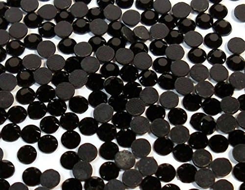 Perlin - Lot de 1440 strass Hotfix noirs, jet, 6 mm SS30, thermocollant, Hotglue, strass en verre, strass 475 x 2