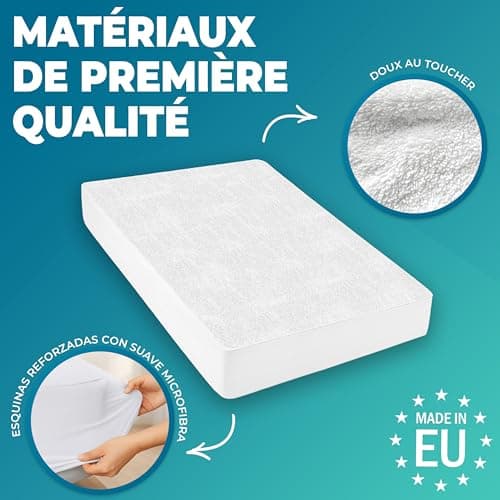 Flowen Protège Matelas 90x190 cm Alèse Impermeable Drap Housse en Coton et Microfibre Protection Lit pour Adulte et Bebe Alaise pour Incontinence Anti-Acarien Couvre-Matelas Pipi Lavable en Machine