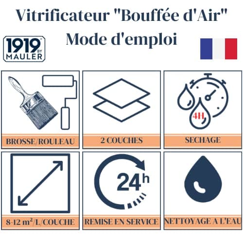 1919 BY MAULER - Vitrificateur parquet & escalier qualité pro - 2,5L - Aspect Cire Incolore : protection taches, rayures, usure longue durée, très faible odeur