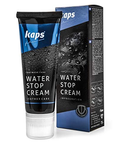 Kaps Crème de Chaussure Imperméabilisante de Qualité pour Bottes en Cuir Lisse, Alimentation avec Applicateur de Cire Naturelle et Éponge, Arrêt D'eau, Plusieurs Couleurs (118 - Noir)
