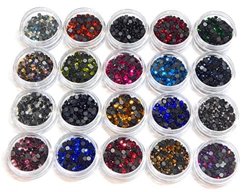 Hotfix Lot de 20 strass thermocollants en verre avec boîte de rangement et strass, 3,6mm ~ 4mm SS16