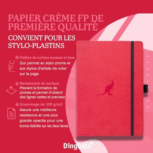 Dingbats - Carnet À Pointillés Pour Animaux Sauvages, Kangourou Rouge, A5 - Carnet À Couverture Rigide - Papier Crème 100 G/m2 Résistant À L'encre