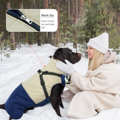 Hjumarayan Manteau Chien - Manteaux d'hiver pour Chiens Manteau Imperméable Chien Veste Chien, Manteau Chien avec Harnais Manteau Chien Petite Taille Manteau Yorkshire Jack Russel, Bleu Marine M