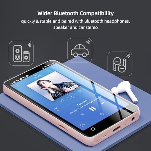 80Go Lecteur MP3 et MP4 Bluetooth avec WiFi, innioasis 4,0" Écran Tactile pour Enfant avec Spotify et Audible, pour Musique à Son Haute Fidélité avec Haut-Parleur, jusqu'à 1tb (Rose-Blanc)