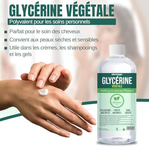 PLANTAWA Glycérine Végétale 1L | Glycérine Liquide Pour Faire Du Savon, Haute Pureté, Hydratant Naturel Cheveux et Peau, Sans Parfum Idéal Savons, Shampooings, Crèmes, Qualité Pharmaceutique