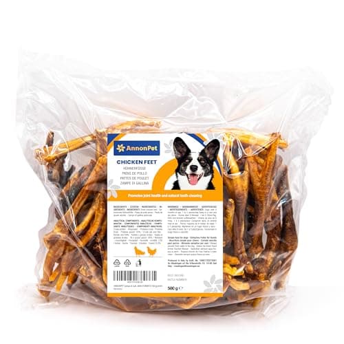 AnnonPet® Pattes de Poule séchées. Snack pour Chiens sans Gluten, idéal comme Prime et pour la Formation du Chien. Viande sèche Maxi Format 500 grammes