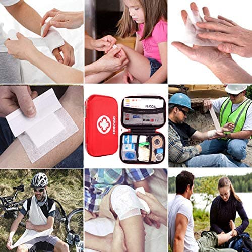 HONYAO Trousse de Premier Secours, Mini Boîte Médical, 200 Pièces Boîte de d'urgence de Survie Extérieur pour Voiture Maison Lieu de Travail Voyage Camping Randonnée et Sports en Plein Air