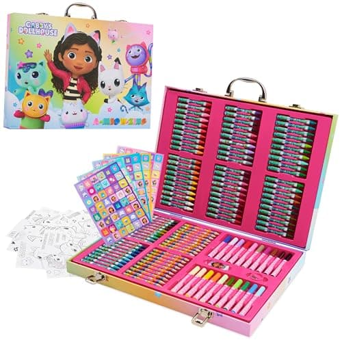 Gabby's Dollhouse Set Dessin pour Enfant avec 137 Pièces, Mallette Coloriage Fille