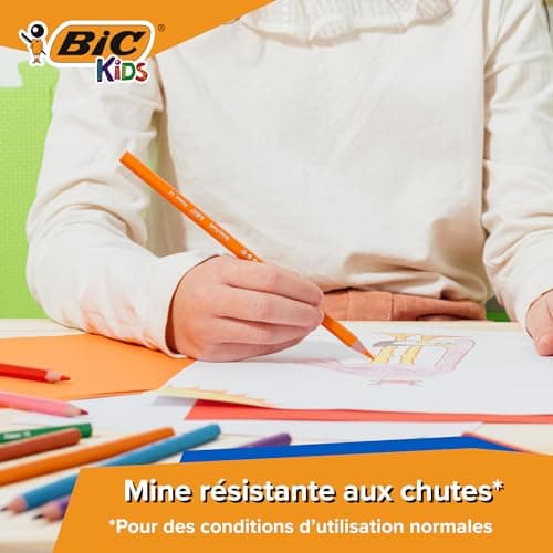 BIC Kids Ecriture Evolution ECOlutions Crayons de Couleur Eco-responsables - Couleurs Assorties, Etui Carton de 24