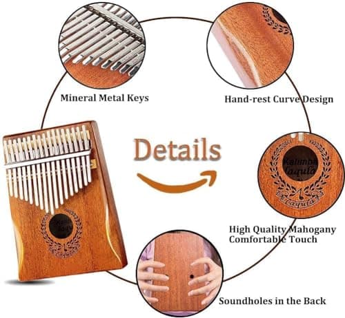 Kalimba 17 Clés Pouce - Piano à Doigts Portable Mbira Sanza Instrument Marimbas de Musique Professionnel avec Étui de Protection Instruction D'étude Marteau D'accord Cadeau Pour Enfants Adultes