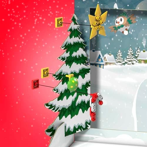MEGA Calendrier d'advent Pokemon, 24 jours avec différentes surprises Pokémon à assembler sur le thème des fêtes, GYG99