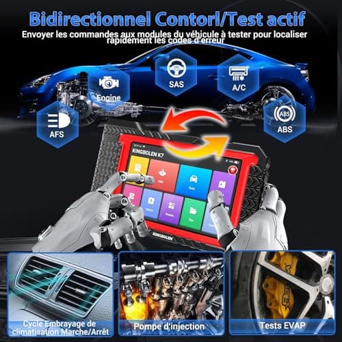 KINGBOLEN K7 Valise de Diagnostic Auto OBD II en français avec Mise à Jour 3 Ans, 31 Services, bidirectionnels, Codage ECU- Outil incontournable pour Les mécaniciens et Amateurs Voitures