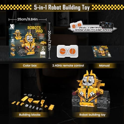 CUPCHID Robot Technic télécommandé pour Enfants, 5 en 1, Application et télécommande, Kits de Construction de Chars Technic Robot, 604 pièces, Cadeau d'anniversaire pour 8, 9, 10, 11, 12 Ans et Plus