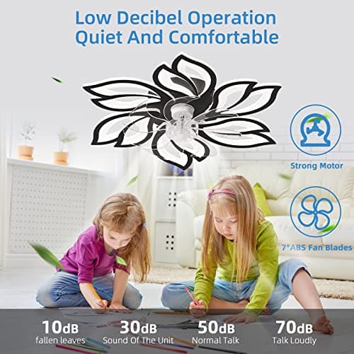 WDENI Ventilateur De Plafond Avec Lampe, Ventilateur De Plafond Led Flower Shape Bedroom Plafonnier Télécommande Dimming Timing 6 Wind Speed Salon Ventilateur Plafonnier ventilateur plafond