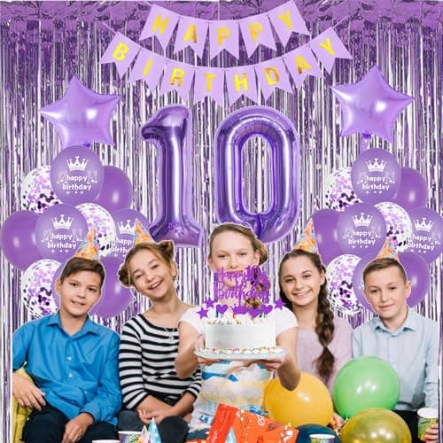 Décoration 14 ans anniversaire fille violet,Rideau Frange Anniversaire 14 ans violet,Ballons 14 ans anniversaire fille violet,Decoration Anniversaire 14 ans fille,14 ans violet Frange Brillant