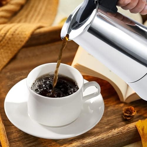 WUGPISEN-Moka Express,La Cafetière Expresso Iconique,Cafetière Moka en aluminium Italien,Argenté. 6 Tasses (Inoxydable)