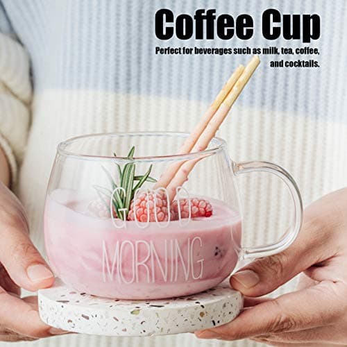Tasse à lait tasse en verre Borosilicate Transparent avec poignée pour café Cocktail boisson thé maison cuisine fournitures(Lettres blanches)