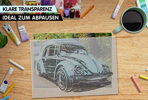Papier calque blanc transparent imprimable - DIN A3 - Papier calque pour imprimer et bricoler - Couleur : blanc - Qualité supérieure 85 g/m2 - Fabriqué en Allemagne - À découper