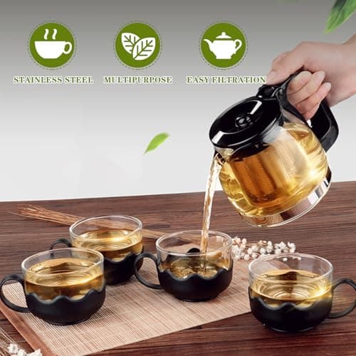 Théière, Theiere En Verre, Theiere Verre En Verre Avec Infuseur, Théière En Verre Transparent Thé En Vrac Théière En Verre Pour Floraison, Thé En Vrac (700 Ml)