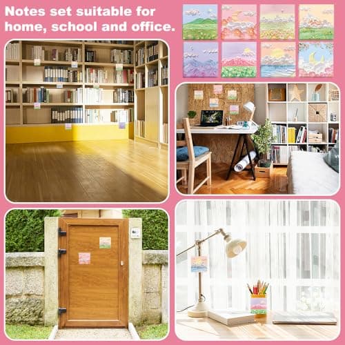 ANTHYTA 640 Pièces Notes Autocollantes Colorés, Notes Autocollantes Colorées 80x80mm, Notes Sticky, Super Sticky Notes Carrées, Notes Adhésives Roses pour École, Bureau, Maison, Réunion