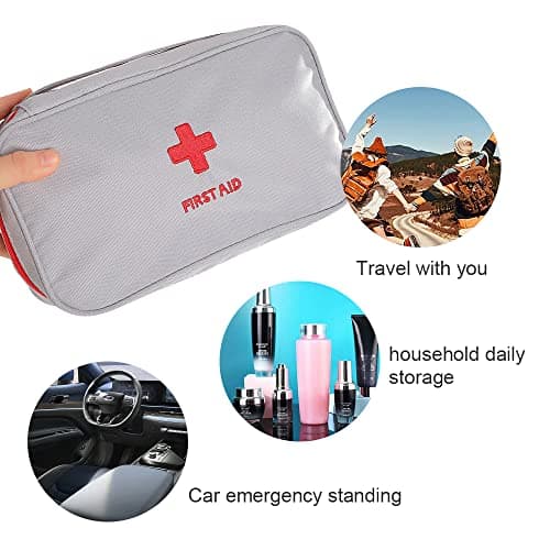 XINGSUI 2 pièces Trousse de Secours,Kit Vide de Premiers Soins,Stockage de médecine Portable,pour Le Camping Secourisme à Ménage(Bleu,Gris)