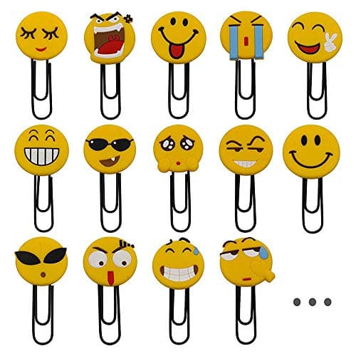 Signets Emoji mignon, Signet de trombone drôle, Marqueur de livre émoticône nouveauté pour enfants, filles, garçons, étudiant (aléatoire 10PCS)