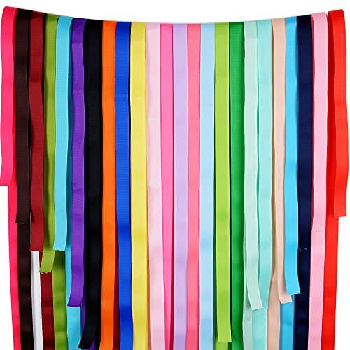 BUONDAC Lot de 6mm / 9mm / 22mm / 25mm Ruban Gros-Grain Décoratif Polyester Ruban Biais Multicouleur Décoration Loisirs Créatif Mariage Artisanat DIY (17/24 / 25 Couleur)