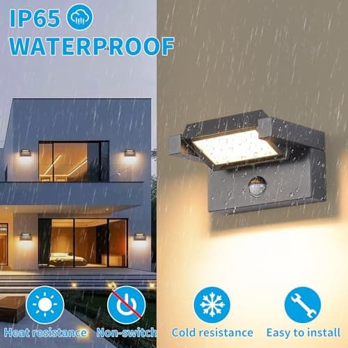 LED Applique Murale Extérieur/intérieur avec Détecteur de Mouvement,12W Moderne Éclairage Lampe avec Panneau Rotatif Imperméable IP65 3000K blanc chaud,Luminaire Murale pour Entrée Jardin,Gris Foncé