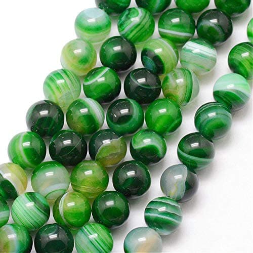 Perles en agate rubanée naturelle Diamètre 4 mm, 6 mm ou 8 mm Finition polie ou mate Perles en forme de boule pour la fabrication de bijoux, bracelets, colliers (4 mm, lot de 25 pièces, vert poli)