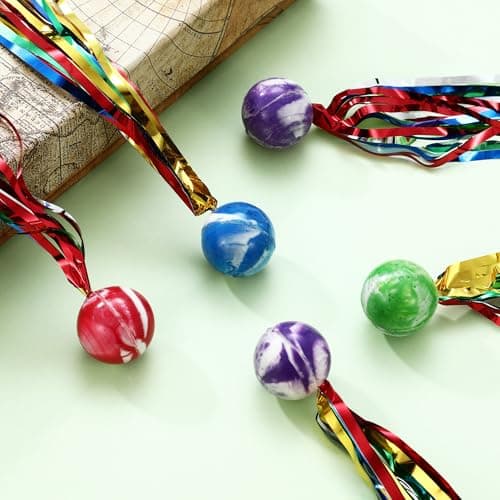 HAOYULUO 30 Pièces Balle Rebondissantes,Balle Rebondissante avec Ruban,Convient pour Les Fêtes d'enfants, Les Cadeaux d'anniversaire, Les Fêtes de Fin d'année et Autres Occasions