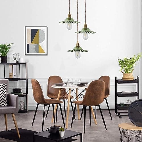 LFsem Suspension Luminaires en Verre à 3 Lumières, Lampe Suspendue Triple Complexe Industrielle Vintage en Laiton E27, Lustre de Plafond pour Salle à manger Salon (Vert)