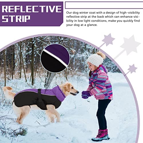 Manteau d'hiver pour Chien, Veste ImperméAble pour Chien, Veste d'hiver Chaude avec Doublure en Polaire, Manteau RéFlecteur Ajustable Et Confortable avec Trou pour Harnais pour Petits Et Moyens Chien