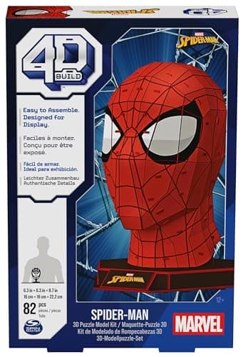 4D BUILD - Puzzle 3D Marvel - Maquette Avengers 82 Pièces - Masque Spiderman Inspiré de la Saga - Puzzle Adulte - Jeu de Construction à Collectionner - Jouet adulte - Jeu Enfant 12 ans et +