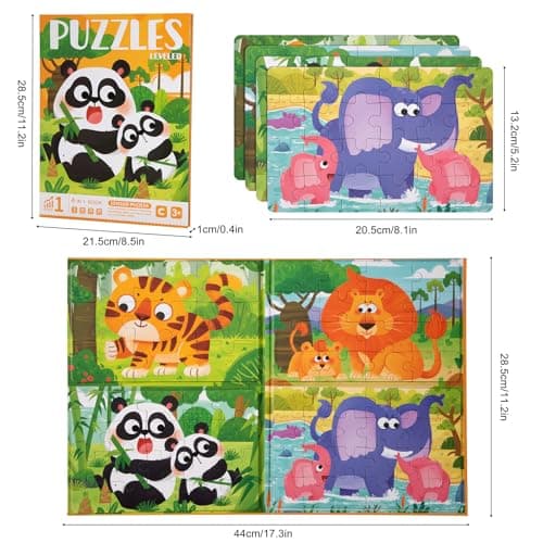 Puzzle en Magnétique pour Enfants, Animal Puzzle Montessori Jouet Livre de Puzzle Assorti en Bois, Jeuets Educatifs Cadeau pour Garçon Fille 3 4 5 Ans (Animaux)