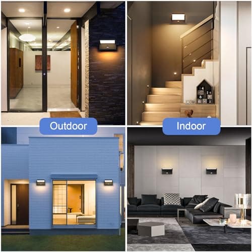 Klighten 2 Pcs 24W Applique Exterieur/Intérieur LED avec Détecteur de Mouvement, Lampe murale avec LED Panneau Rotatif, IP65 Éclairage Mural pour Terrasse Entrée, Blanc, Blanc Chaud 2700K-3000K