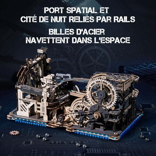 ROBOTIME LGC01+LGA01+LG01 3-in-1 Circuits de Billes Maquette Puzzle 3D en Bois à Construire pour Adultes, LED Mécanique Modèle Cadeau Homme, LGX02 (=LGC01+LGA01+LG01)