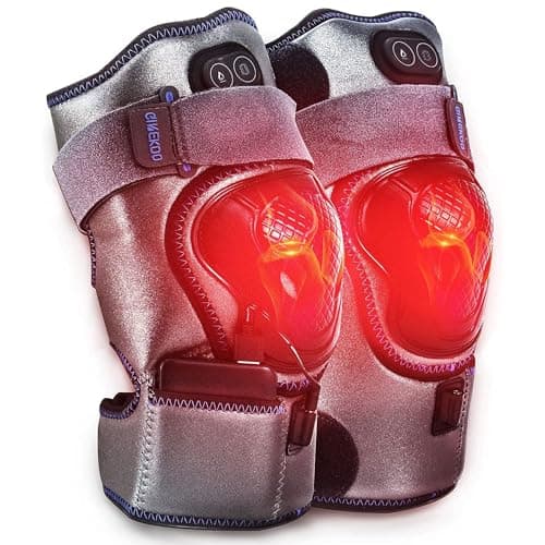 GINEKOO Appareil de massage de genou chauffant sans fil, massage vibrant, orthèse de genou avec batterie rechargeable 5000 mAh pour soulager les douleurs au genou, l'arthrite,les douleurs articulaires